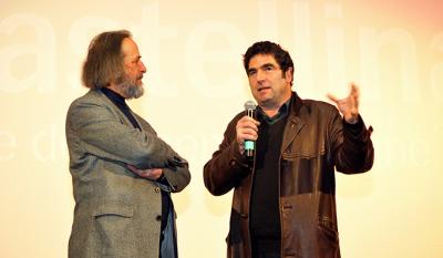 Romain Goupil, filmmaker of <i>Les mains en l'air</i>, with Gino Buscaglia President