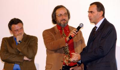 Roberto Davide Papini e Franco La Torre, coordinatori del progetto <i>Pace of Peace</i> con Gino Buscaglia